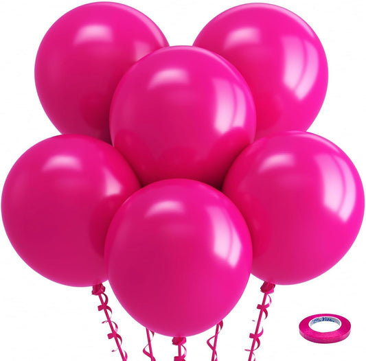 Bezente Hot Pink Balloons - 18 Inch Thick Latex Balloons for Weddings, Parties & Events | 30 Pack