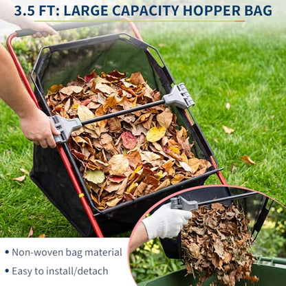 21 Inch Manual Push Lawn Sweeper with Red Frame and 3.5 Cu. Ft. Collector