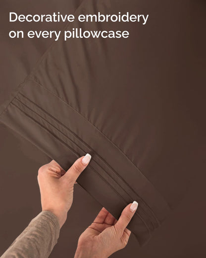 Skiennix Twin Size Sheet Set - Comfy Cooling Bed Sheets - Ultra-Soft, Deep Pockets, Wrinkle-Free - Brown