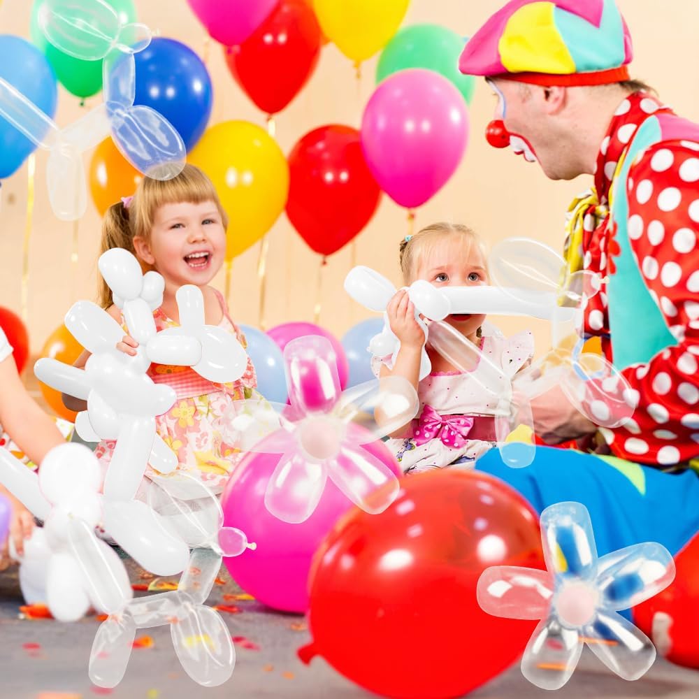 Skiennix 260 Balloons Set - 100PCS Animal Long Balloons & 50PCS Clear/White Balloons for Parties