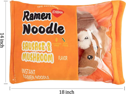 Nenalayo Plush Pillow - Cute Sausage Mushroom Ramen Noodle Plush Toy | Removable Fluffy Stuffed Doll for Kids