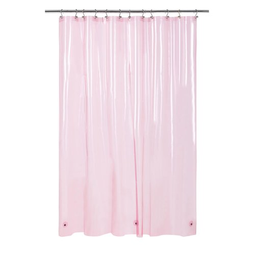 Barossa Design Extra Long Clear Pink Shower Curtain Liner with 3 Magnets - 72" x 84" XL, Waterproof PEVA Lightweight Shower Liner for Bathroom, PVC Free, Metal Grommets - Clear Pink, 72x84