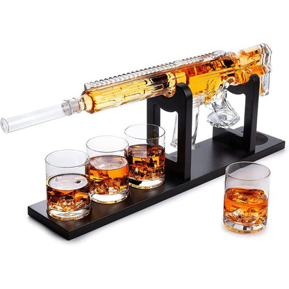 Gifts for Men Dad, Whiskey Decanter Set - AR Limited Edition, Silencer Stopper - 800 ml & 4, 12oz Whisky Glasses - Father Birthday Gift - Drinking Party, Liquor, Vodka Tik Tok Decanter