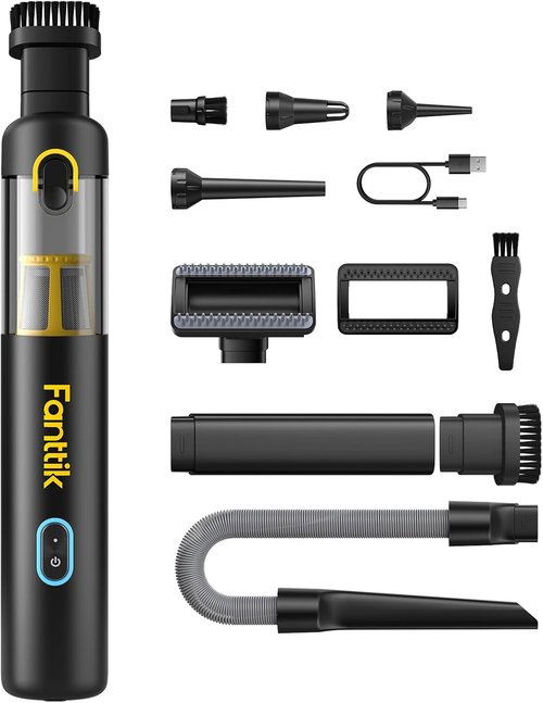 Fanttik Slim V8 APEX Car Vacuum - 4-in-1 Portable Mini Cordless Vacuum with 19000Pa Suction Power | Handheld for Car & Office (Black)