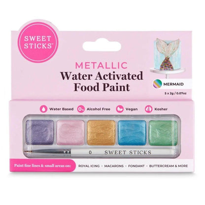 Sweet Sticks Edible Art Water-Activated Food Paint Mini Palette, Mermaid