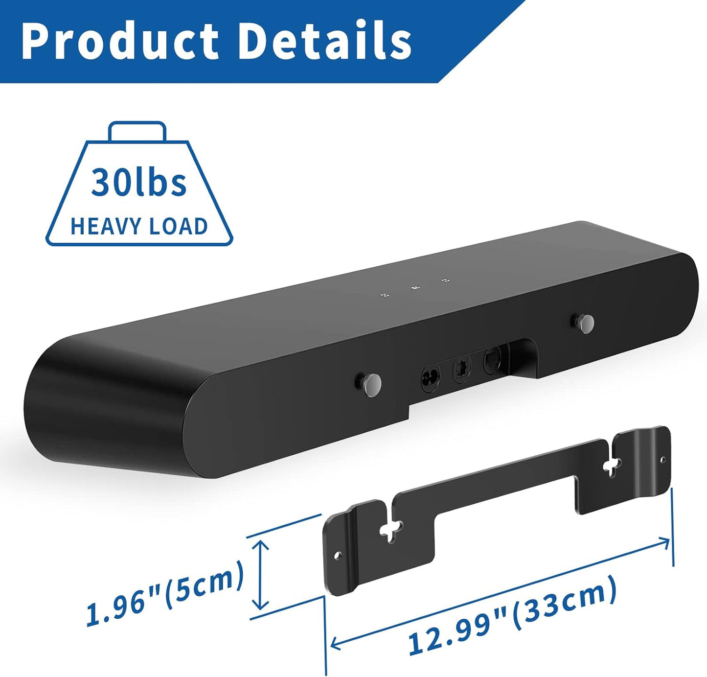Sonos Ray Soundbar Mount - Heavy Duty Wall Bracket for Easy Installation | Sleek Black Design
