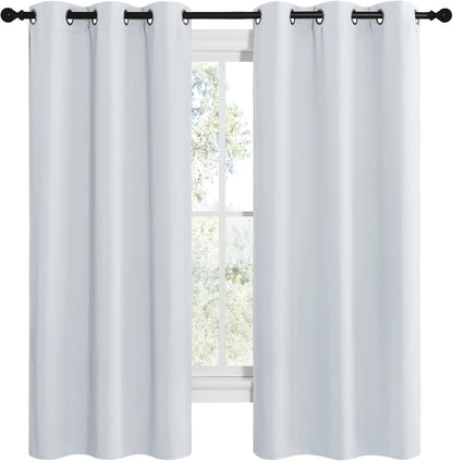 NICETOWN Room Darkening Curtains - Thermal Insulated Grommet Drapes for Bedroom | Greyish White, 2 Panels, 42x68