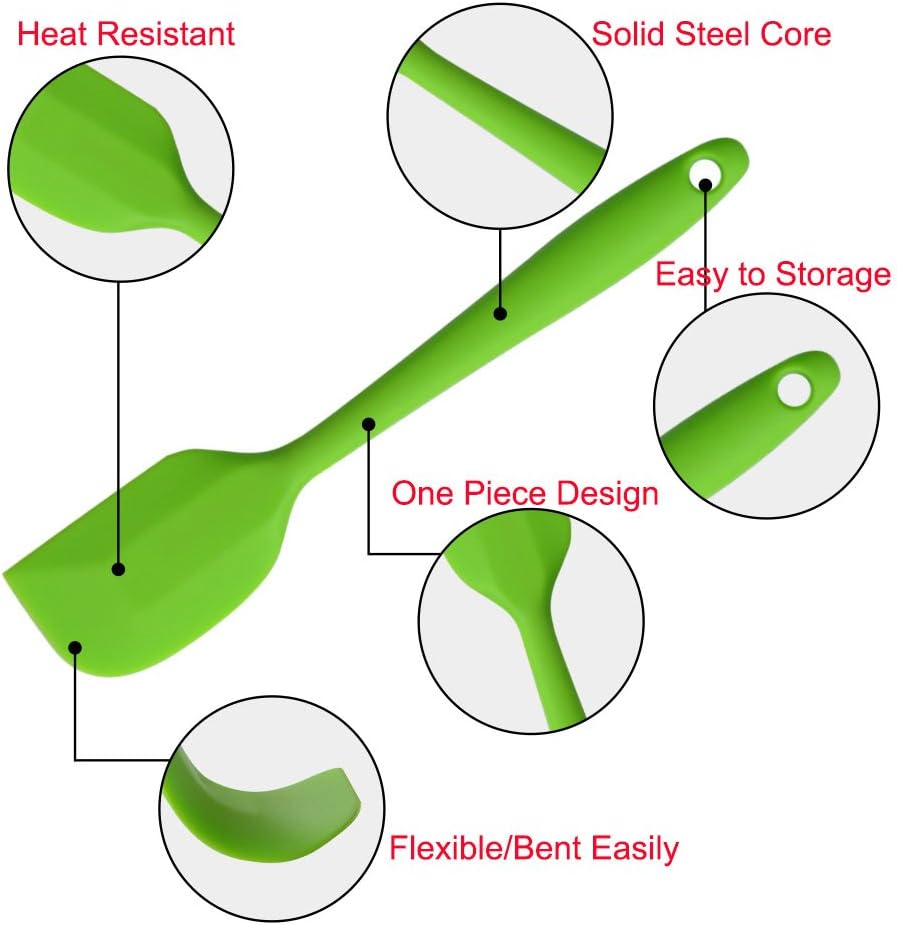 Skiennix Silicone Spatulas - 11 Inch Heat Resistant Rubber Scrapers | Non-Stick Seamless Design (4 Pack)