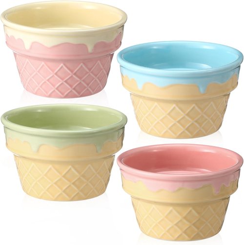 Honeydak Ice Cream Bowls - 9 oz Reusable Waffle Dessert Cups | Perfect for Summer Parties & Snacks