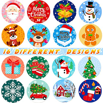 Christmas Stickers Roll 1 Inch - Holiday Seals for Envelopes, Gifts & Crafts