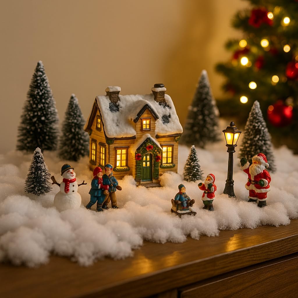 Skiennix Christmas Fake Snow Decor - Fluffy Flame Resistant Indoor Cotton Snow Blanket | 5.6oz for Holiday Crafts & Decorations