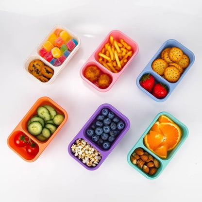 DOSEWART Reusable Snack Containers - 2-Compartment Wheat Straw Meal Prep Packs | 6-Pack for On-the-Go Snacking