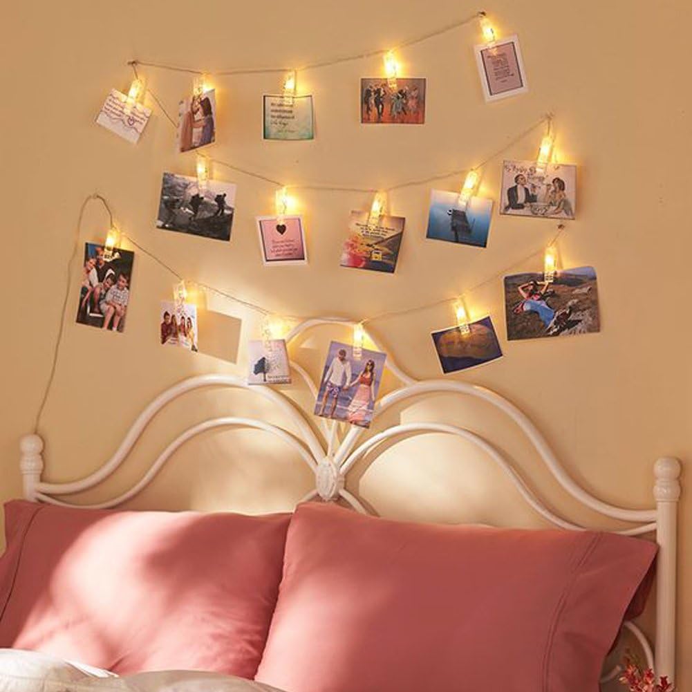 Twinkle Star 10ft Photo Clip String Lights - Battery Operated Fairy Lights for Pictures & Cards | Warm White