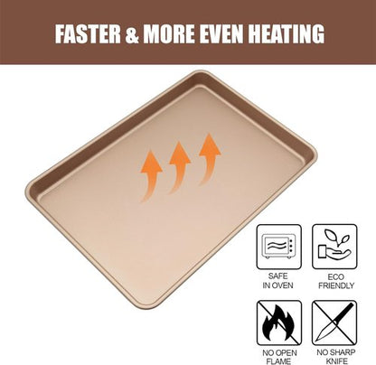 3-Pack Nonstick Carbon Steel Baking Sheet Set - Heavy Duty 0.8mm Cookie Sheets | Large 17.8"x12" & Medium 15.7"x10.8" for Oven & Roasting