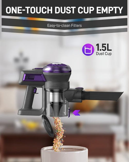 FUNCCUBE Cordless Vacuum Cleaner - Powerful Suction, Tangle-Resistant, Lightweight | 50-Minute Runtime, Versatile for Carpet & Pet Hair