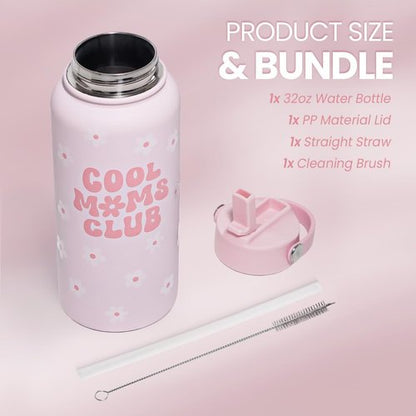 Cool Moms Club 32oz Stainless Steel Insulated Water Bottle - Perfect Gift for Mother's Day & Birthdays