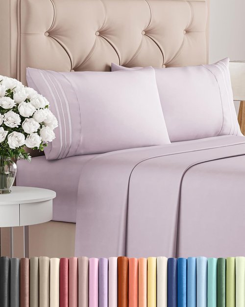 Cal King Size Sheet Set by [Brand Name] - Comfy, Breathable & Cooling Luxury Bedding - Deep Pockets, Wrinkle-Free - Light Lavender
