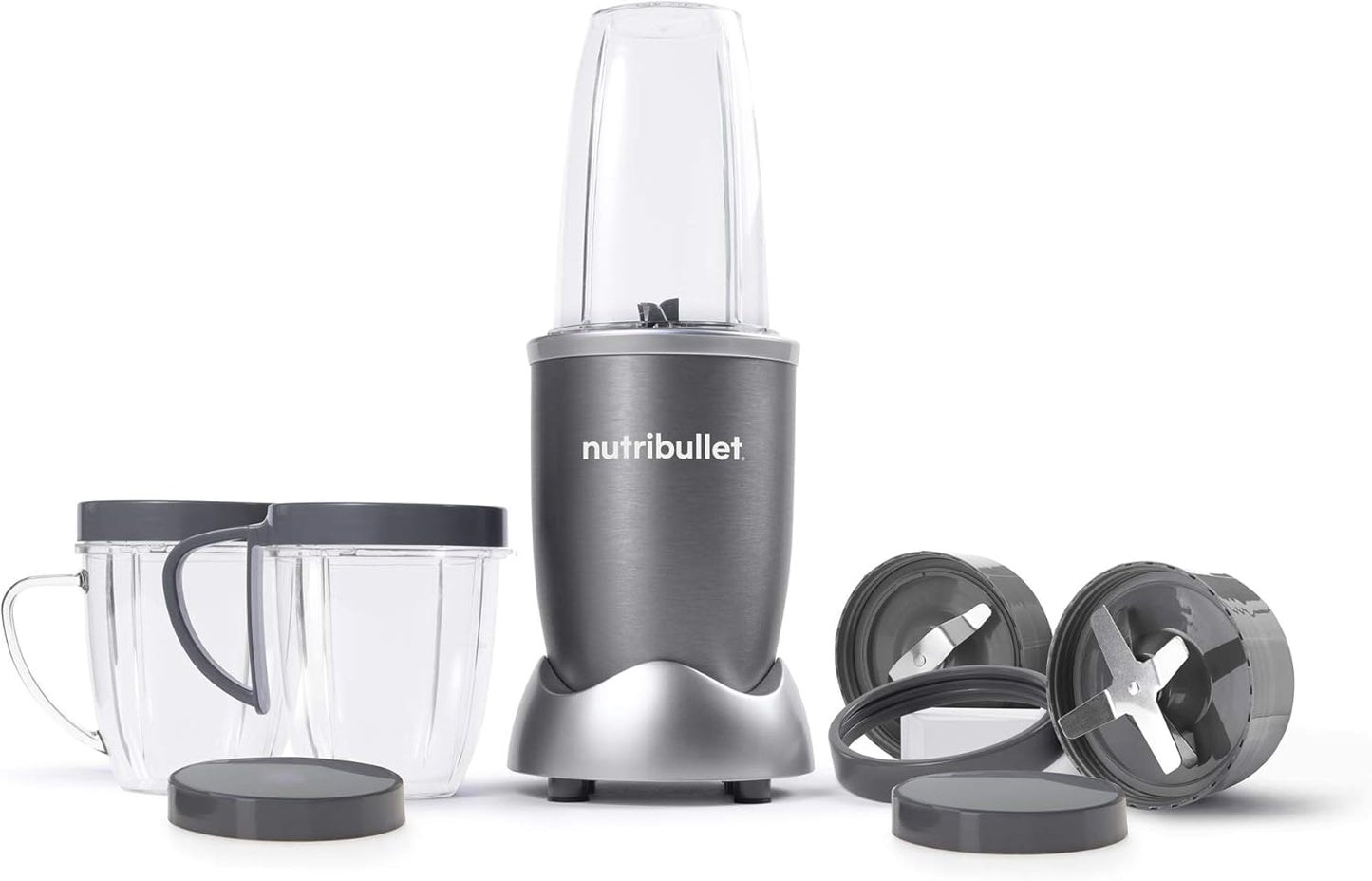NutriBullet High-Speed Blender System - 12-Piece Set, 600 Watts, Sleek Gray Design