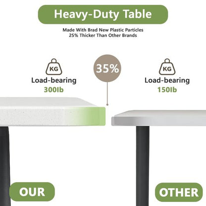FurniEdge Folding Table 8FT Heavy Duty Plastic Table with Handle, Foldable&Portable, Fold-in-Half Utility Tables for Outdoor, Dining, Wedding, Events, Indoor, Picnic, Camping, Party, White
