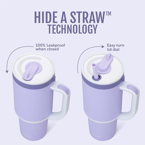 Ello Oasis 40 oz Tumbler - Insulated Stainless Steel Cup with Handle & Straw | 100% Leakproof, Twilight Color