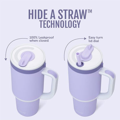 Ello Oasis 40 oz Tumbler - Insulated Stainless Steel Cup with Handle & Straw | 100% Leakproof, Twilight Color