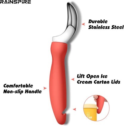 Rainspire Ice Cream Scoop - Heavy Duty Stainless Steel with Comfortable Handle | Perfect for Gelato, Sorbet, and Cookie Dough (Orange)