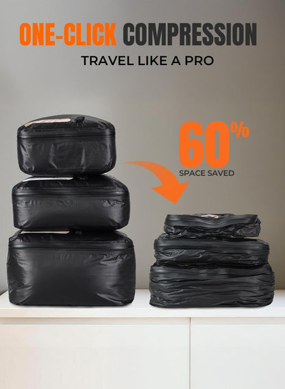 Skiennix Vacuum Bags for Travel - Reusable Compression Bags with Wireless Pump | 180° Open Zipper, IP67 Waterproof (3 Pack)