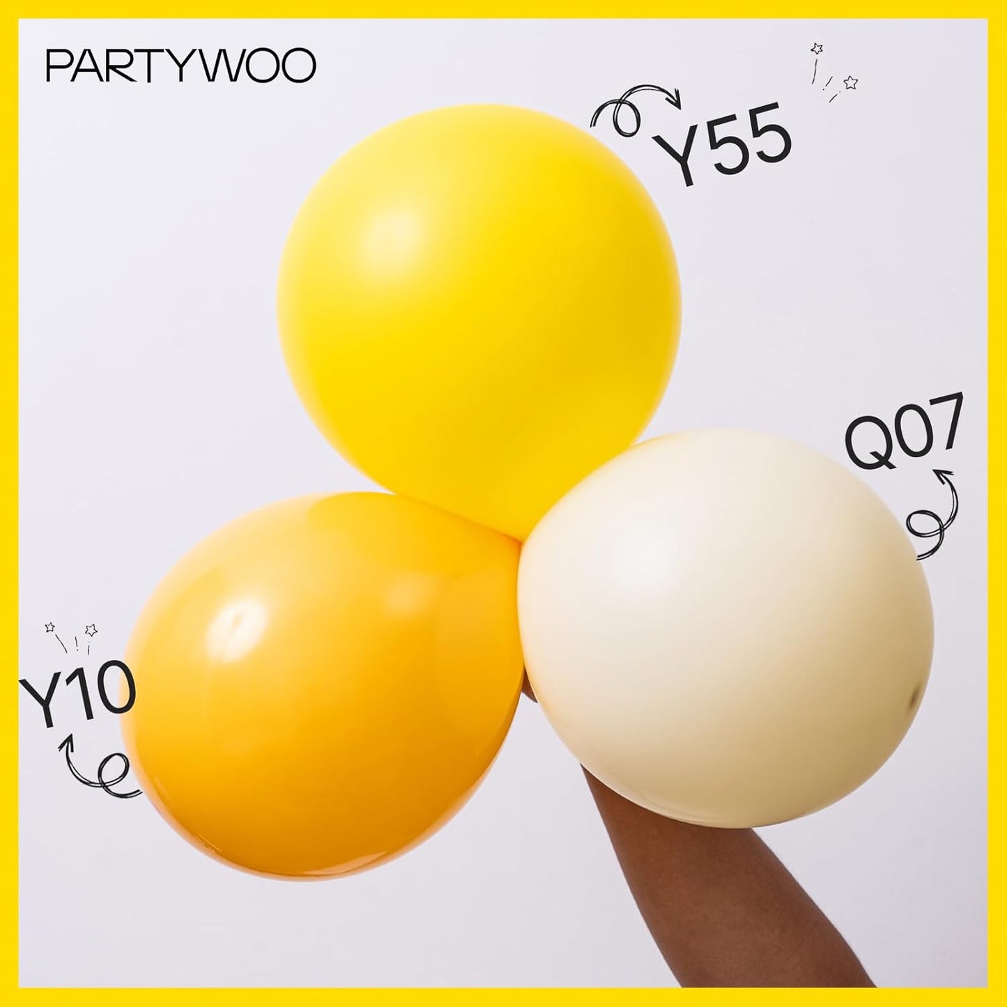 PartyWoo Yellow Balloons - 100-Pack Matte Latex Balloons in 5-18 Inch Sizes for Parties & Events