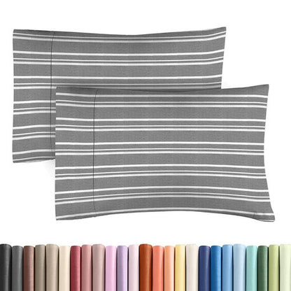 King Standard Pillow Cases Set of 2 - Ultra-Soft Hotel Quality Pillowcase Covers - Comfy, Cozy & Fade Free - Wrinkle Resistant - Machine Washable Pillow Protectors - 2 Piece Set - Grey Stripes 3