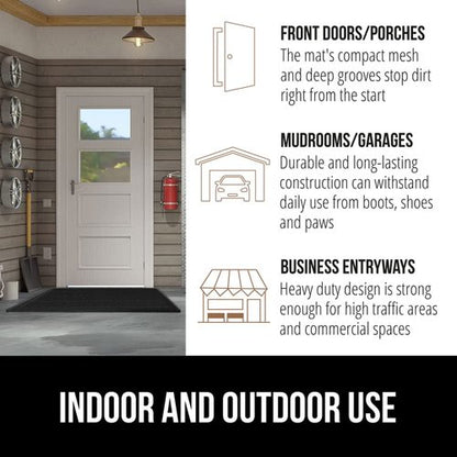 GORILLA GRIP Dirt Grabber Indoor Outdoor Door Mat, 35x23, Durable Mesh Weave Dirt Trapper Doormat for Outside Entrance, High Traffic Mud Scraper, Low Profile for Entry, Heavy Duty Welcome Mat, Black