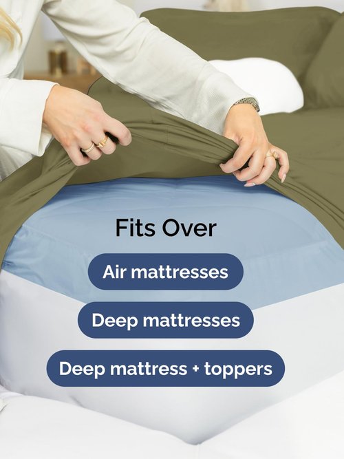Extra Deep Full Sheet Set - 6 Piece Breathable and Cooling Sheets - Hotel Luxury Bedding for Women, Men, Kids & Teens - Easy & Secure Fit - Soft, Wrinkle Free & Comfy - Extra Deep Pockets - Sage Green
