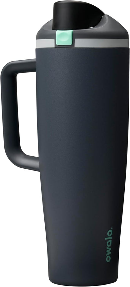 Owala FreeSip Tumbler - Insulated Stainless Steel Water Bottle with Built-In Straw & Side Handle - 40oz, BPA Free, Leak Proof, Foggy Tide