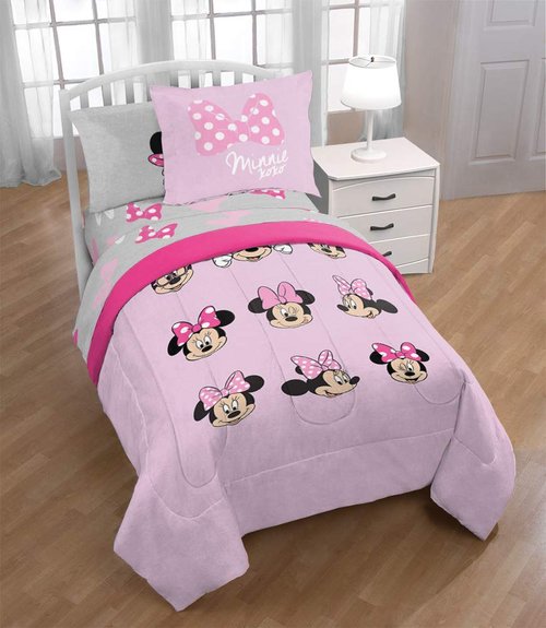 Jay Franco Disney Minnie Mouse Faces 7 Piece Full Bed Set - Includes Comforter & Sheet Set Bedding - Super Soft Fade Resistant Microfiber - (Official Disney Product)