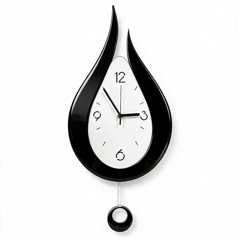 Battery Wall Clock with Pendulum 9.4x21.4 Inch – Black Variation