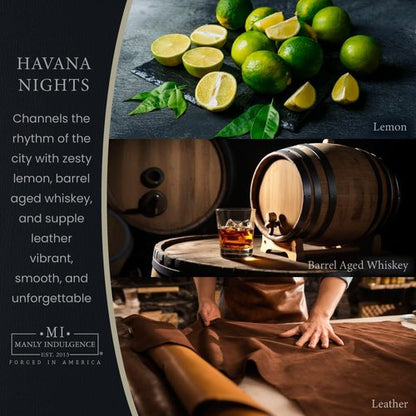 Manly Indulgence Havana Nights Scented Candles for Men, 2 Wick, 16.5 oz, Premium Soy Blend Wax, 60H Burn, Candles for Home Scented - Made in The USA
