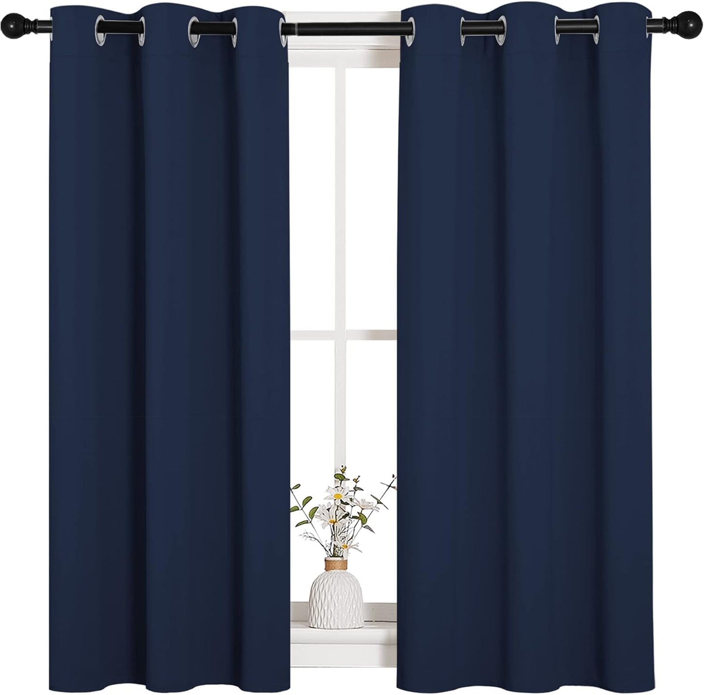 NICETOWN Blackout Curtains - All Season Thermal Insulated Grommet Drapes for Kids' Room | Navy, 34 x 45 Inches