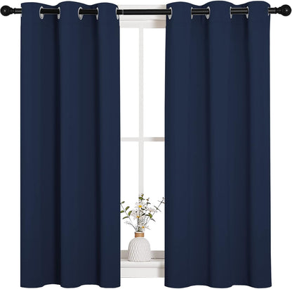 NICETOWN Blackout Curtains - All Season Thermal Insulated Grommet Drapes for Kids' Room | Navy, 34 x 45 Inches