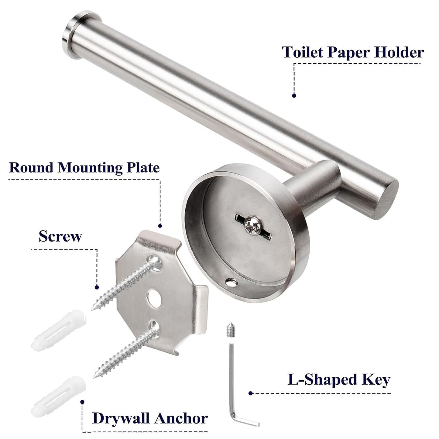 Sotuai Toilet Paper Holder - SUS 304 Stainless Steel Toilet Paper Holder Wall Mount, Toilet Paper Roll Holder for Bathroom, Kitchen, Washroom - Brushed Nickel