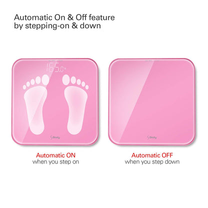 VisionTechShop S Body High Precision Ultra Wide Digital Body Weight Bathroom Scale up to 396lb/180kg, Super-Clear Large LED Display,Step-On Technology, Pink