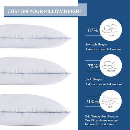 Meoflaw Pillows Standard Size Set of 2,Adjustable Microfiber Standard Pillows with Hollow Fiber,Hotel Quailty Bed Pillows for Sleeping 2 Pack for Side Sleeper