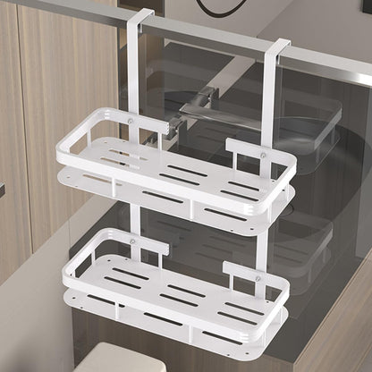 White Over Door Shower Caddy - Rustproof 2-Tier Bathroom Organizer | 11.81x5.31 Inch Shelves