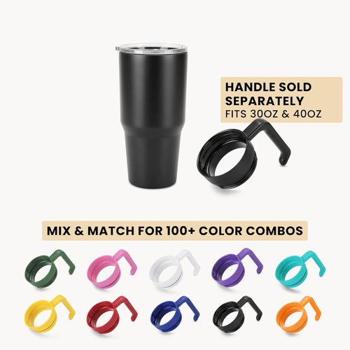 Makerflo 30 oz Black Powder Coated Tumbler - Pack of 25 with Upgraded Handle & Leak-Proof Lid | Ideal for Crafting & Personalization