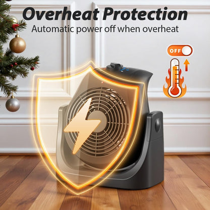 Skiennix Portable Electric Space Heater & Desk Fan - 2-in-1 Combo with 45° Tilt & 1500W Overheat Protection