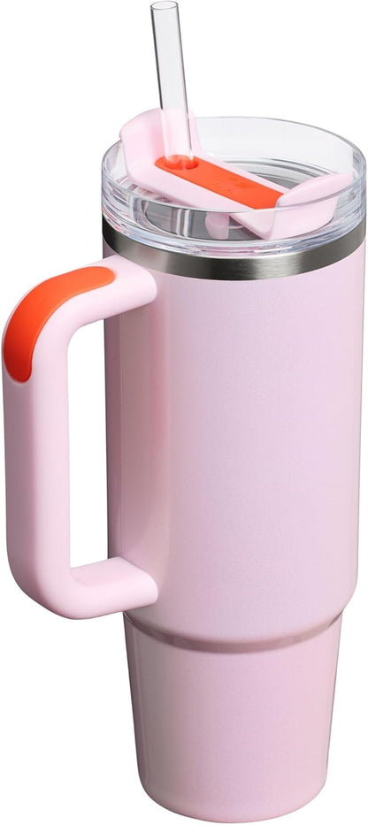 Stanley Quencher H2.0 Tumbler - 30 oz Insulated Stainless Steel Cup with Handle & Straw | BPA-Free Rose Petal Shimmer
