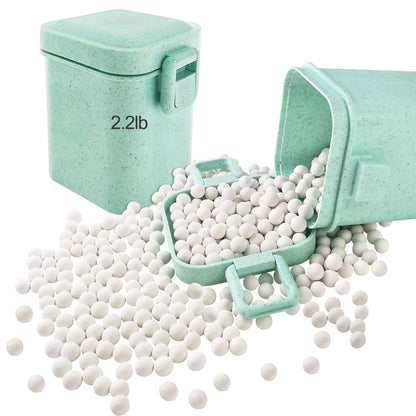 Ceramic Baking Beads Pie Weights Reusable 10mm Natural Pie Beads Ceramic Stoneware with Wheat Straw Container 35 Oz Total (2.2Lb|1000g) (Green)