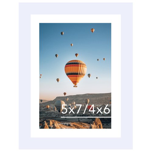 JCJMY 5x7 Picture Frame White with 4x6 Mat for Wall Hanging or Tabletop, Display Photo 4x6 with Mat or 5x7 Without Mat, 5 by 7 Wall Gallery Poster Photo Frame with Shatter Resistant Plexiglass, White