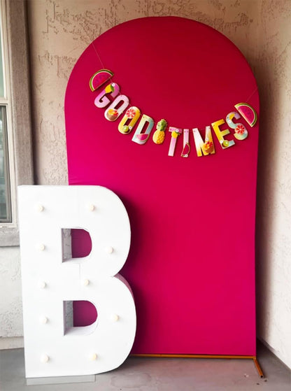 Skiennix 7.2 FT Hot Pink Spandex Arch Backdrop Cover - Perfect for Weddings & Baby Showers