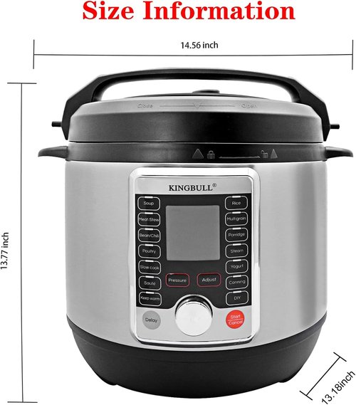 KINGBULL 12-in-1 Electric Pressure Cooker - Versatile Slow Cooker & Rice Steamer | 8 Quart Stainless Steel/Black