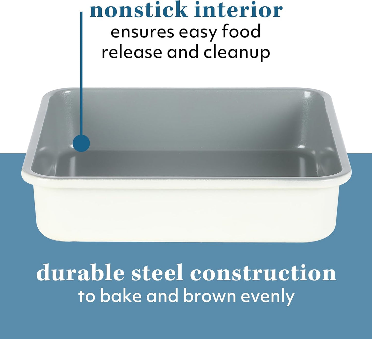 Sur La Table Nonstick Rectangular Cake Pan - 9 Inch, PFOA-Free, Linen White Finish