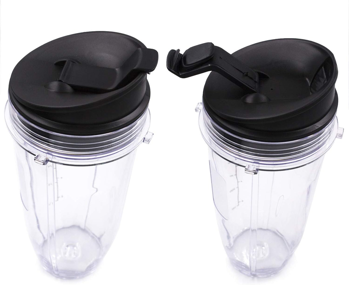 Ninja Replacement Blender Cups - 24 Oz with Lids | 2-Pack for Auto iQ Models BL480, BL482, BL642, BL682